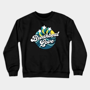 BREAKBEAT  - Love Waves Stars (white/blue/yellow) Crewneck Sweatshirt